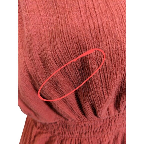 Eddie Bauer Dress Terracotta Orange Medium Gauzy Crossover Lace Stretch Waist - Picture 8 of 8